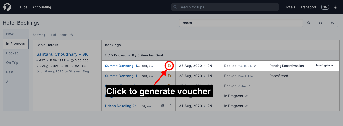 Image showing hotel booking voucher generation option