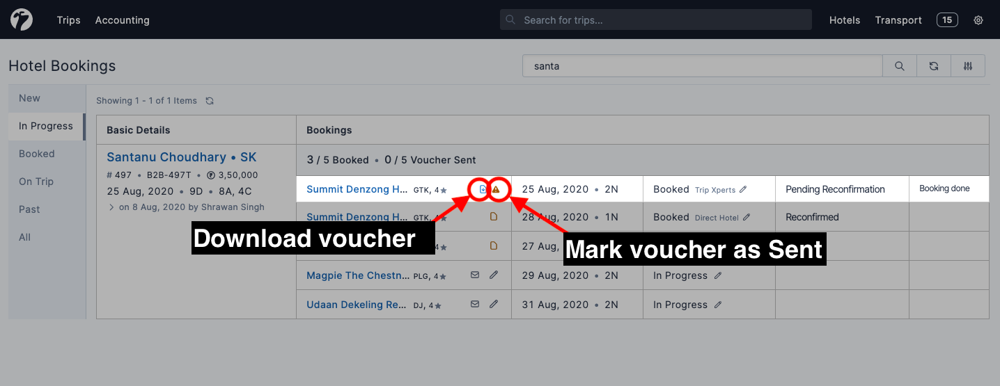 Image showing send and download hotel booking voucher option