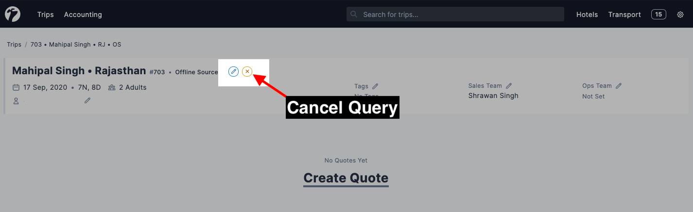 Image showing query cancellation option